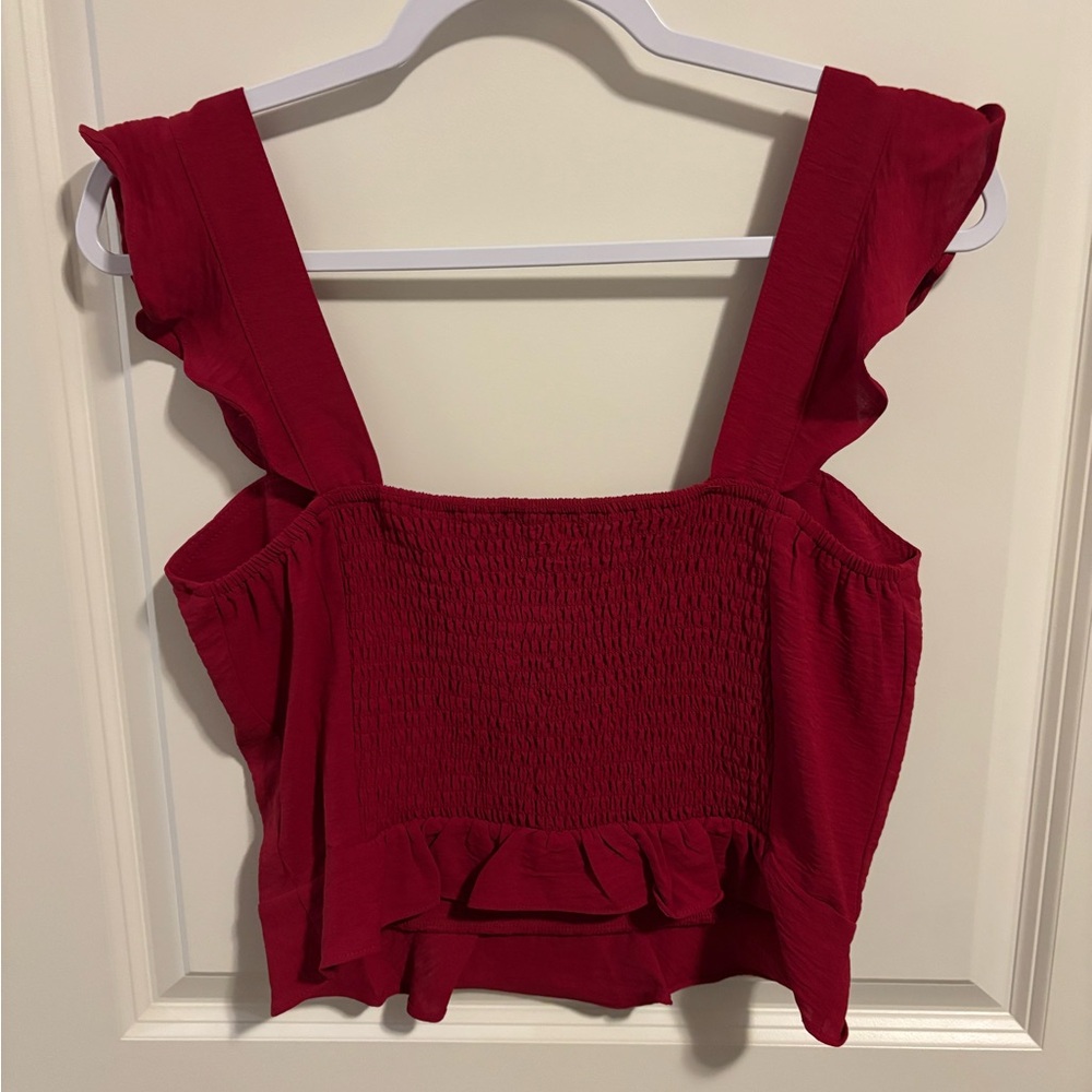 Altar'd State Red Ruffle Blouse - Picture 3 of 7